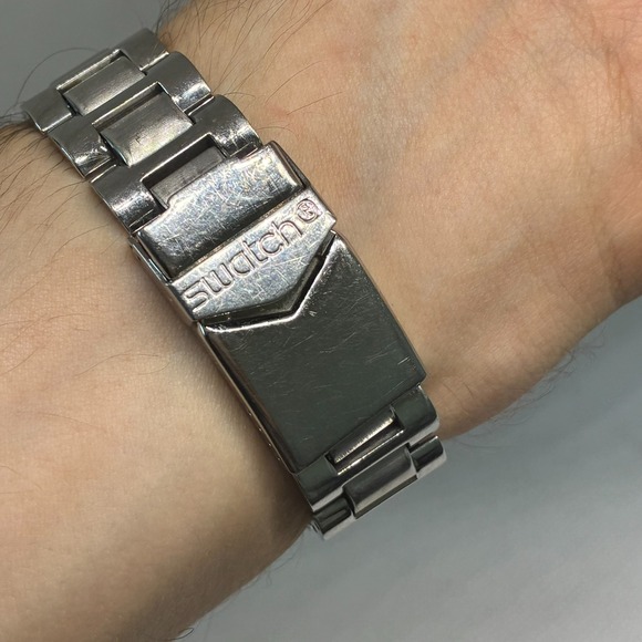 Swatch Irony Happy Joe Watch Unisex 37mm Blue Dial Steel Date YGS410G-WORKING! main image 15